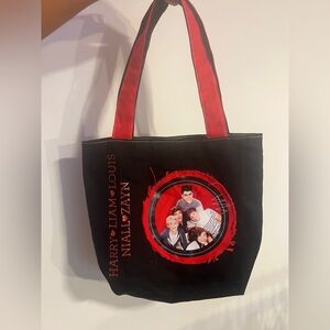 Rare One Direction Red & Black Officially Licensed 1D mini Tote Bag/purse.